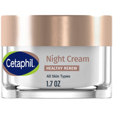 Cetaphil Healthy Renew Night Cream jar close-up showing creamy texture for overnight hydration.