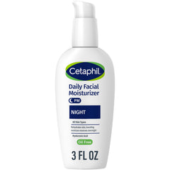 Cetaphil Night Moisturizer bottle for overnight hydration.