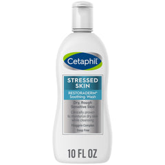 Cetaphil RESTORADERM soothing-wash bottle demonstrates gentle cleansing for very dry skin