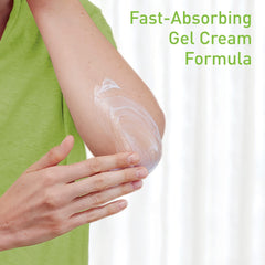 Close-up of Cetaphil Aloe gel-cream texture shows fast absorption and non-greasy finish.