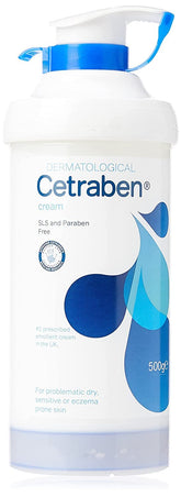 Cetraben Emollient Cream pump dispensing for mess-free moisturising.