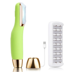 CEVEK Sonic Dermaplane Razor green front view highlights gentle exfoliation and peach fuzz removal.