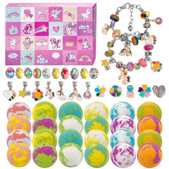 cf natural daily unicorn bath bombs advent calendar 2025 box showcases 24 kid surprises for bath time.