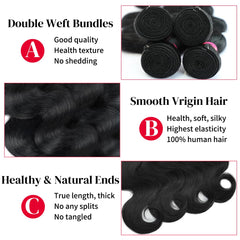 CFY 24-inch silky body wave hair closeup emphasizes smooth texture and shine.