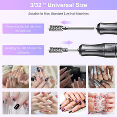 CGBE Universal 3-32 inch nail bit image highlighting compatibility with many machines.
