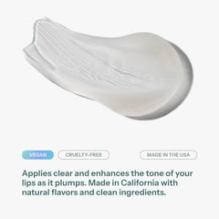 Chaddy Lip Plumper hydration swatch showing hyaluronic acid for moisture.
