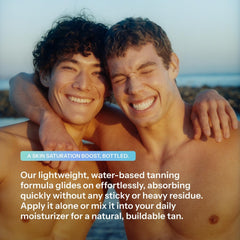 Chaddy Tanning Water demonstrates buildable tan within 12 hours for a gradual bronze.