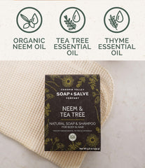 Chagrin Valley Neem & Tea Tree bar before-use solid form invites easy lathering.