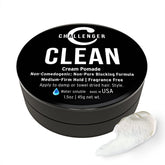 Challenger Fragrance Free Cream Pomade packaging shows travel-friendly 1.5oz size for on-the-go styling