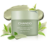 CHANDO HIMALAYA Purifying Green Tea Mask jar close-up for pore cleansing.
