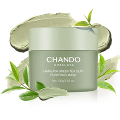 CHANDO HIMALAYA Purifying Green Tea Mask jar close-up for pore cleansing.