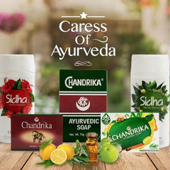 Chandrika soap-bar-texture-closeup highlights natural oils and herbal richness for daily cleansing