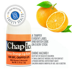 Chap-Ice citrus orange mini stick with refreshing scent and moisture.