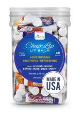 Chap-Lip Lip Balm jar with 48 tubes for total lip hydration.