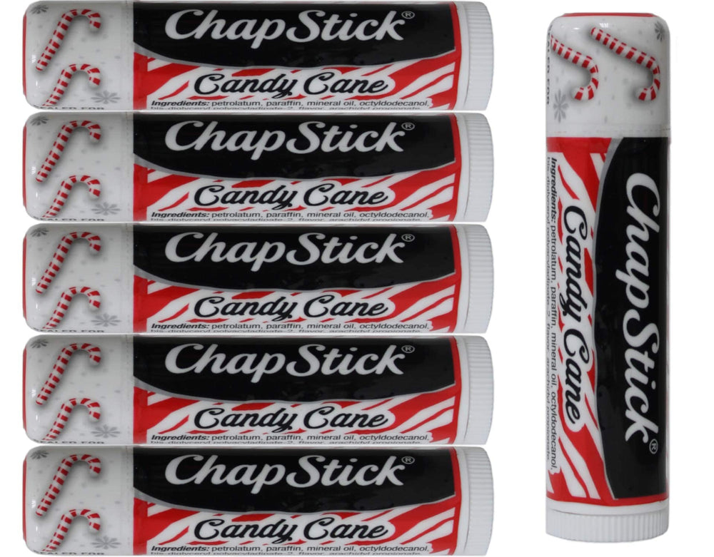 ChapStick Candy Cane lip balm pack closeup showing six-pack for on-the-go hydration
