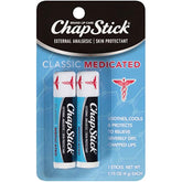 ChapStick Classic Medicated lip balm tubes in blister pack, ready for on-the-go protection.