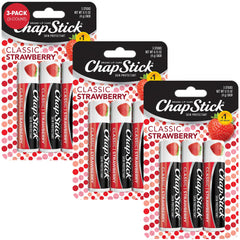 ChapStick Classic Strawberry lip balm tube packaging showing sheer tint and moisture