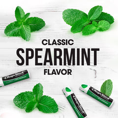 ChapStick spearmint stick closeup for smooth refreshing lip balm.