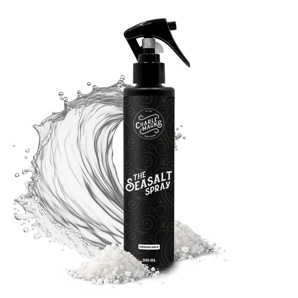 Charlemagne Sea Salt Spray bottle showing 200 ml size for easy daily styling.