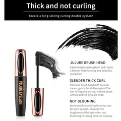 Charm Kiss 4D Silk Fiber Mascara wand closeup highlights fiber-infused lengthening.