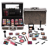 CHARMCODE train case open shows travel-ready makeup with organized compartments for quick routines