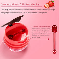 Charm Kiss lip balm pot shows aloe, apple and cherry aromas.