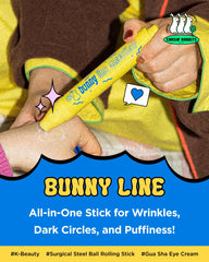 CHASIN' RABBITS eye cream roller in use for under-eye de-puffing