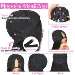 CHEETAHBEAUTY V Part wig cap details show adjustable straps and clips.