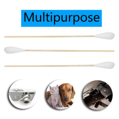 Chenchenchen 6-inch cotton swabs pet-care use demonstrating gentle ear and eye cleaning.