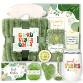 CHESACE plush blanket in green gift basket offers cozy relaxation.