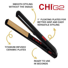 CHI G2 with one-inch plates delivers smooth, even glide for quick straightening