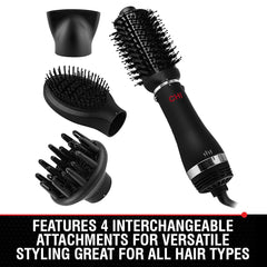 CHI Volumizer oval brush attachment creates volumized, rounded blowouts with lifted roots.