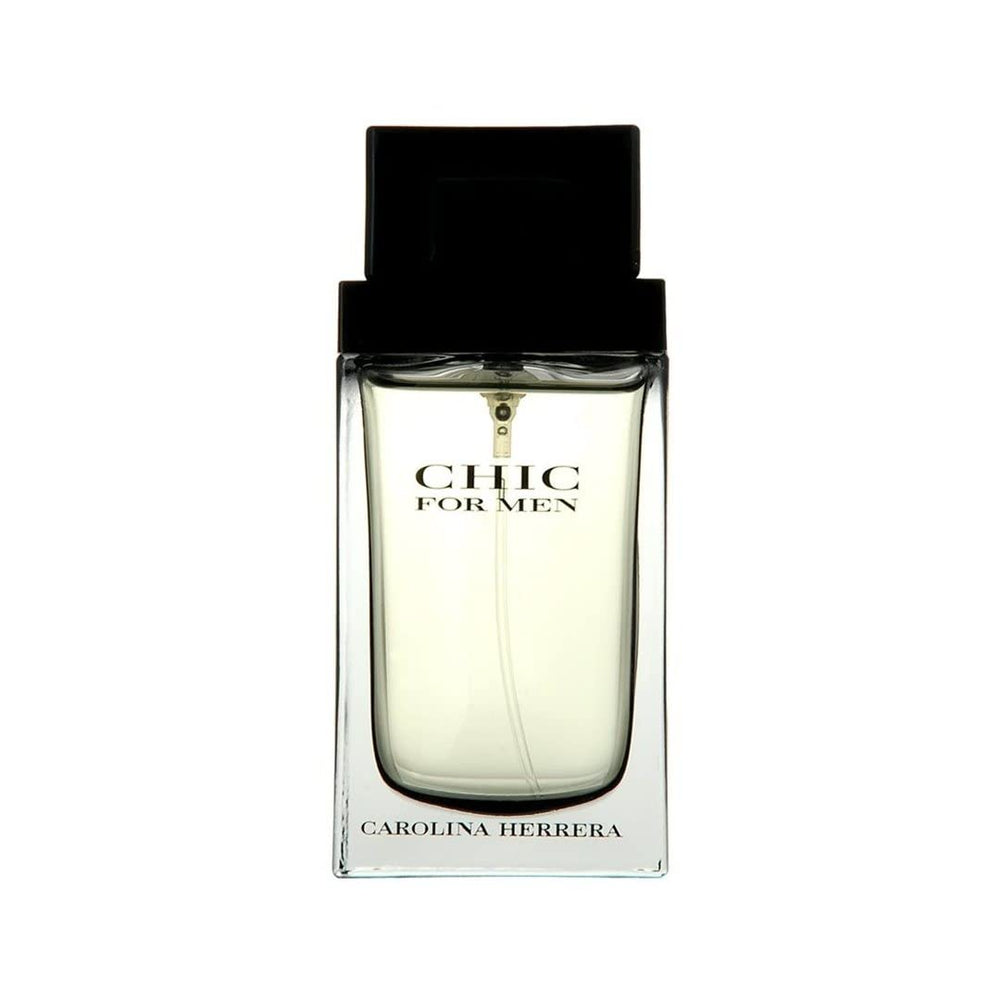 CHIC by Carolina Herrera bottle front shows a sleek design for refined daily wear.