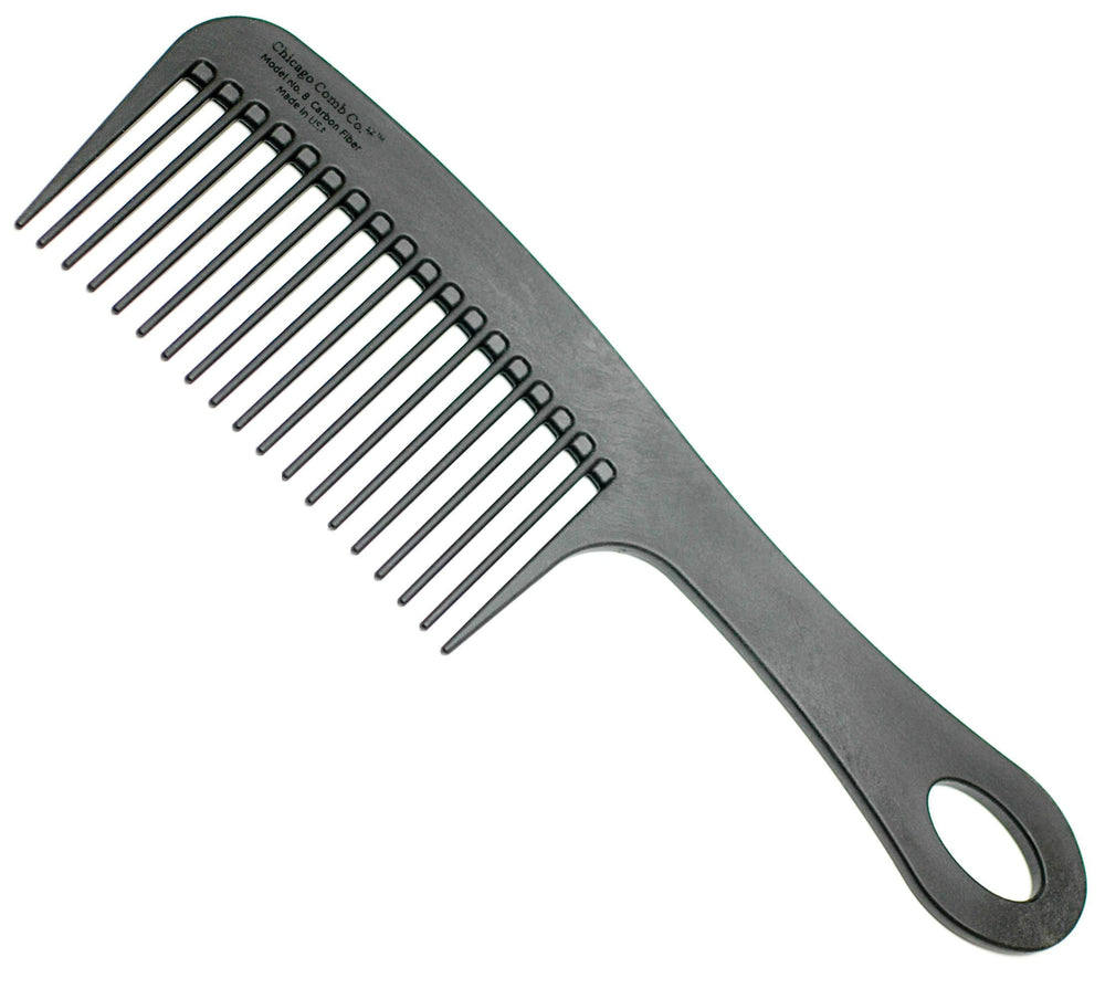 Chicago Comb Model 8 carbon fiber detangler for long hair with smooth glide and detangling ease