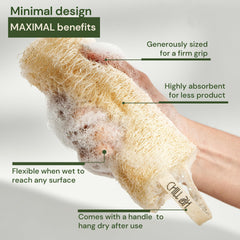 Chill Ah loofah sponge set dye-free material close-up.