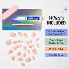 Chillhouse cuticle stick included for clean nail prep.