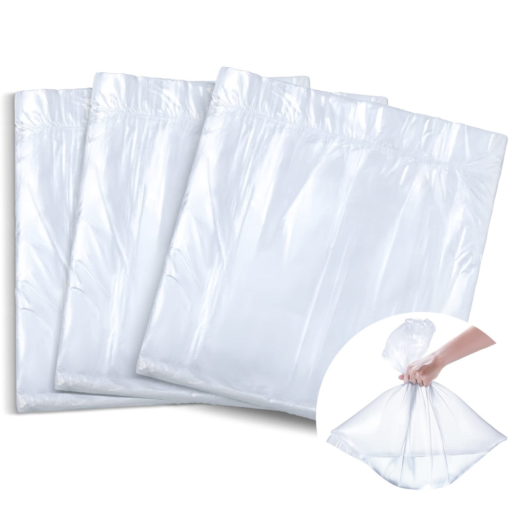 Chinco disposable foot tub liner stretched in a tub for hygienic soaking