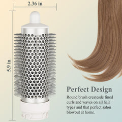 Chivixe round brush in action smooths strands from straight to curly.