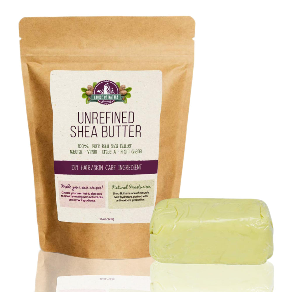 Choice of Nature unrefined shea butter raw 16oz jar nourishes skin