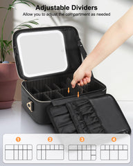 Chomeiu makeup bag LED mirror with three-color lights adapts to lighting conditions.