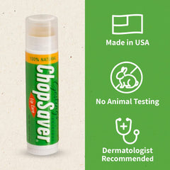 ChopSaver USA-made packaging emphasizes premium, natural lip care.