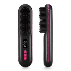 Christine Shelly hair straightener brush cordless travel-ready for on-the-go styling.