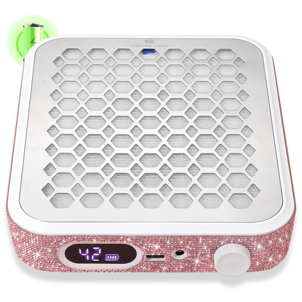 CHRISTINE SHELLY Nail Dust Collector front view in pink for clean manicure sessions.