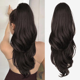 CHRSHN ponytail extension 26-inch dark brown waves for instant length.