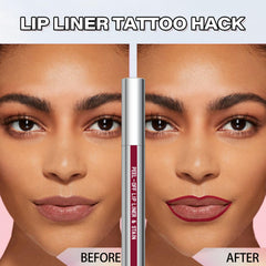 Cilrofelr Berry tattoo lip stain in action during precise application.
