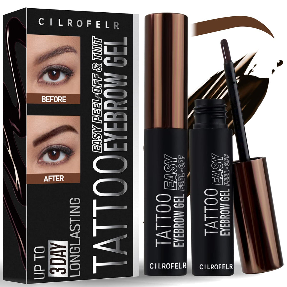 Cilrofelr Tattoo Brow Tint Gel application shows precise brow tint with a natural finish.