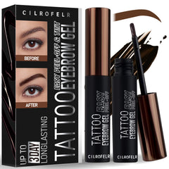 Cilrofelr Tattoo Brow Tint Gel application shows precise brow tint with a natural finish.