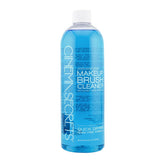 Cinema Secrets blue-vanilla-cleanser-pump demonstrates spill-free, quick brush cleaning.