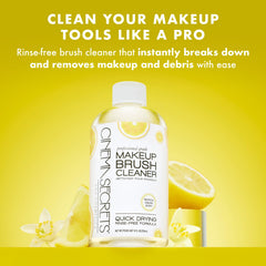 Cinema Secrets brush cleaner dip-brush action cleans buildup and oils.