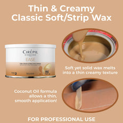 Cirepil Ease Wax application shows thin layer for precise large-area coverage